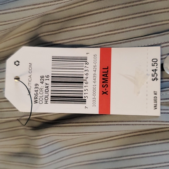 NWT! Nautica classic fit striped long sleeve dress shirt - Picture 7 of 13